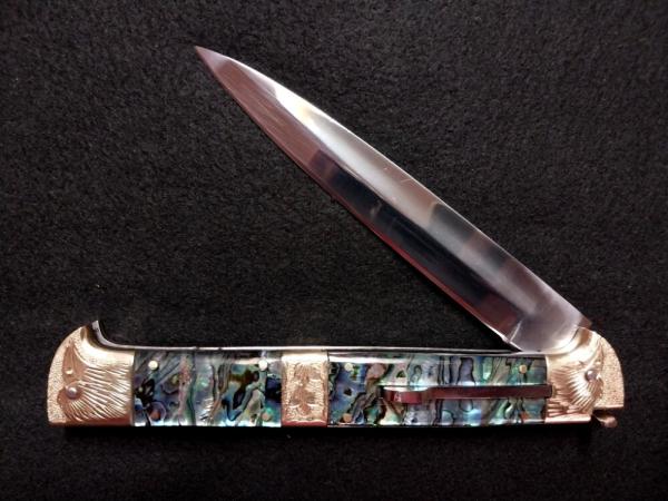 13" Double Eagle Picklock Switchblade with Abalone handles.