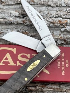 CASE XX ** FIRST PRODUCTION RUN 2024 SMOOTH BLACK CURLY OAK WOOD BRASS SHIELD LARGE STOCKMAN