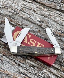 CASE XX ** FIRST PRODUCTION RUN 2024 SMOOTH BLACK CURLY OAK WOOD BRASS SHIELD LARGE STOCKMAN