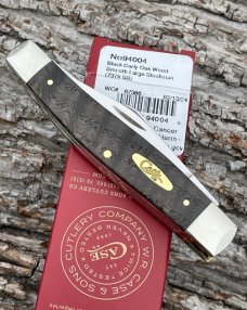 CASE XX ** FIRST PRODUCTION RUN 2024 SMOOTH BLACK CURLY OAK WOOD BRASS SHIELD LARGE STOCKMAN