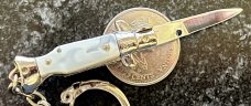 Miniature Keychain Switchblade Knife, Taiwan, 2.75 Inch Fishtail Style, Unused