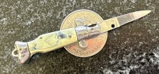 Miniature Keychain Switchblade Knife, Taiwan, 2.75 Inch Fishtail Style, Unused