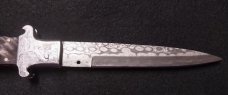 12" Picklock Switchblade with Damascus Blade and Buffalo horn handles.