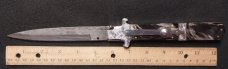 12" Picklock Switchblade with Damascus Blade and Buffalo horn handles.