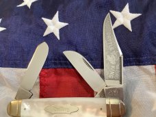 Bulldog Brand "Cattle King" Large Stockman Knife w/ Fantastic Mother of Pearl Handles -NOS 