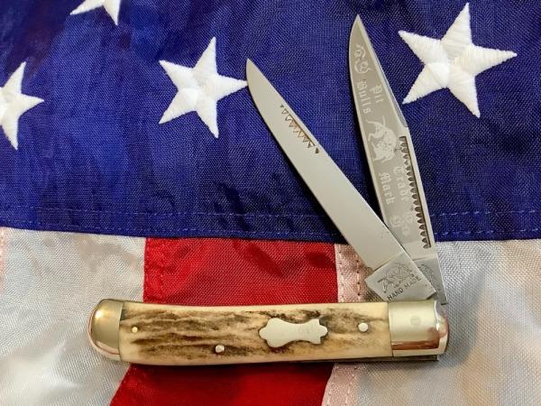 Vintage Hand Made Bulldog Brand 4” Trapper w/ Great Stag Handles -NOS Vintage Hand Made Bulldog Brand 4” Trapper w/ Great Stag Handles -NOS