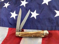 Vintage Hand Made Bulldog Brand 4” Trapper w/ Great Stag Handles -NOS
