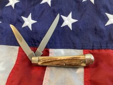 Vintage Hand Made Bulldog Brand 4” Trapper w/ Great Stag Handles -NOS