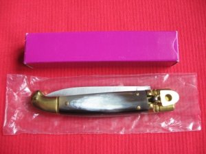 Vintage Italian Brazilian Horn Leverlock Switchblade Knife