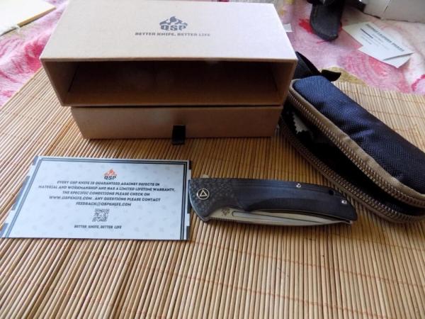New QSP Knife with original pouch, box, and cleaning cloth