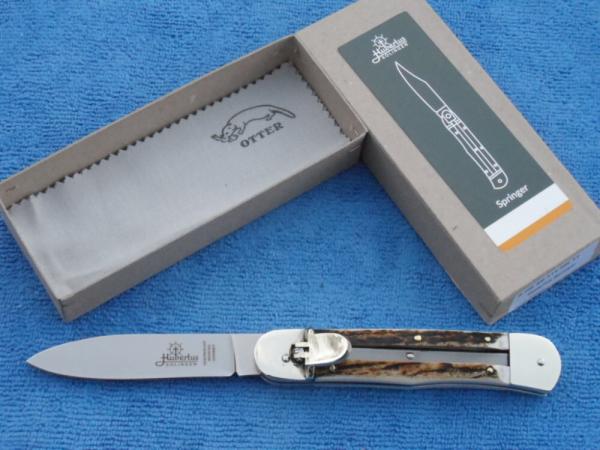 New #11 7-3/4" Hubertus "Springer" leverlock auto (68.111.HH.11) Genuine Stag horn