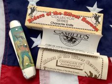 Vintage Camillus 2 Blade Large Cigar Knife w/ Riders of the Silver Screen Handles -Tom Mix -NIB