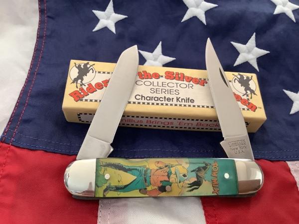 Vintage Camillus 2 Blade Large Cigar Knife w/ Riders of the Silver Screen Handles -Tom Mix -NIB Vintage Camillus 2 Blade Large Cigar Knife w/ Riders of the Silver Screen Handles -Tom Mix -NIB