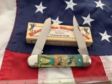 Vintage Camillus 2 Blade Large Cigar Knife w/ Riders of the Silver Screen Handles -Tom Mix -NIB