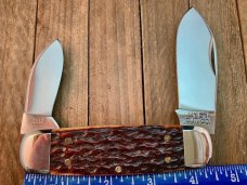 Union Cut Co for Ka-Bar Elephant Toe Brown Jigged Bone 1986