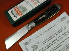 Schatt & Morgan 2023 Black Worm Groove Camel Bone Cotton Sampler Knife Rare 01BWGCB USA Made