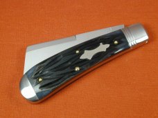 Schatt & Morgan 2023 Black Worm Groove Camel Bone Cotton Sampler Knife Rare 01BWGCB USA Made