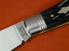 Schatt & Morgan 2023 Black Worm Groove Camel Bone Cotton Sampler Knife Rare 01BWGCB USA Made