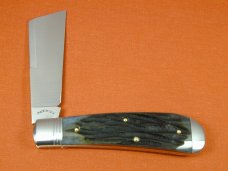 Schatt & Morgan 2023 Black Worm Groove Camel Bone Cotton Sampler Knife Rare 01BWGCB USA Made