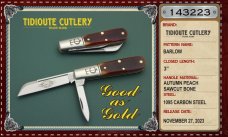 GEC 143223 Autumn Peach Sawcut Bone TC Barlow..all the extra...Chambfered scales..Dome pins plus NI 