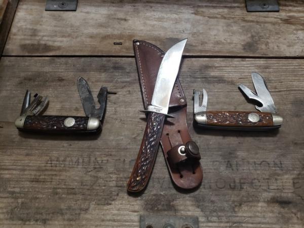 Old Remington Collection! Two RS3333 Official Boy Scout Knives - RH4 Hunting and Skinning Knife 