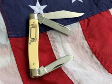 Schrade Scrimshaw Stockman (SC505) w/ Duck Decoy & Hunting Boat Scene +artist signature -NOS & M/NM