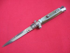 New Old Stock ITALY INOX 9" BLONDE HORN Bayonet BLADE ITALIAN STILETTO Knife