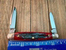 Robeson Mastercraft by Queen Sleeveboard Pen Red Carved Stag Bone 1 of 200 