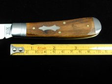 Schatt & Morgan 2023 Sawcut Worm Hole Chestnut Wood Cotton Sampler Knife Rare 01CNSC USA Made