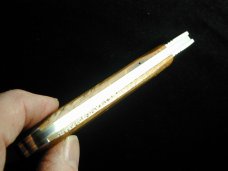 Schatt & Morgan 2023 Sawcut Worm Hole Chestnut Wood Cotton Sampler Knife Rare 01CNSC USA Made