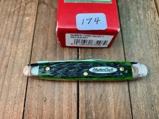 Robeson Mastercraft by Queen Sleeveboard Pen Knife Hunter Green Jigged Bone 1 of 200