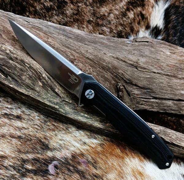 BESTECH SWORDFISH KNIFE BG03H Liner Lock Black G10 Handle 4" D2 Satin