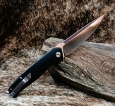 BESTECH SWORDFISH KNIFE BG03H Liner Lock Black G10 Handle 4" D2 Satin Drop Point
