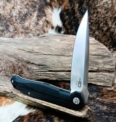 BESTECH SWORDFISH KNIFE BG03H Liner Lock Black G10 Handle 4" D2 Satin Drop Point