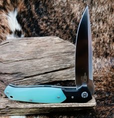 BESTECH SWORDFISH KNIFE BG03E Liner Lock Jade G10 Handle 4" D2 Satin Drop Point