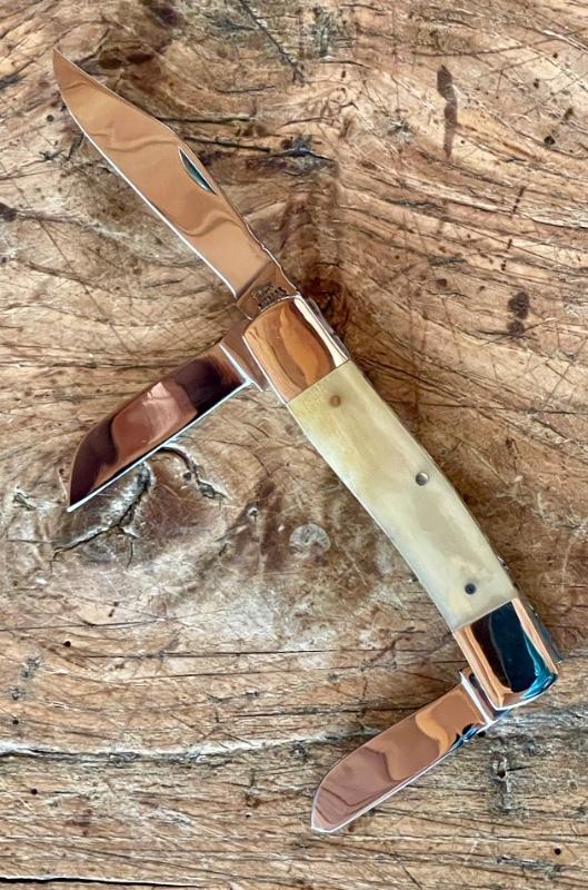 Taylor Eye Witness Custom 3-Blade Stockman knife with Ox Horn Scales and Back Spring Filing