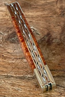 Taylor's Eye Witness New Custom 3-Blade Stockman in Amboyna Burl and Back spring Filing