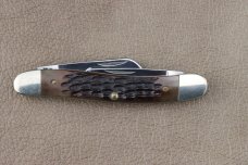 1987 CASE XX 6318SS GREEN JIGGED BONE STOCKMAN BIG SHIELD