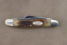 1987 CASE XX 6318SS GREEN JIGGED BONE STOCKMAN BIG SHIELD
