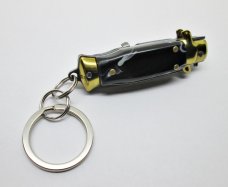 Miniature INOX Stiletto Switchblade Knife Key Chain Synthetic Cow Horn Handle  