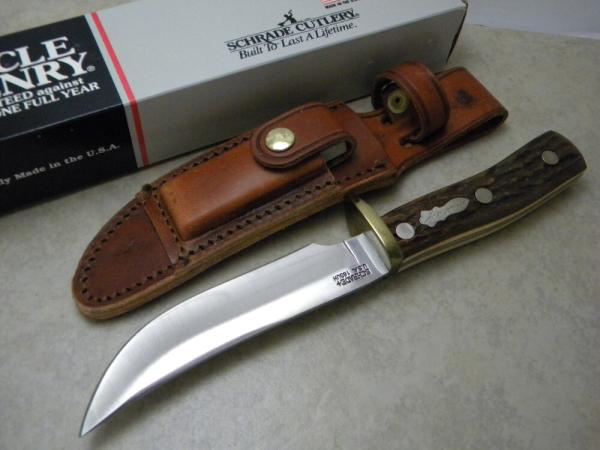 Uncle Henry Schrade + USA 165UH Staglon Prospector Fixed Blade Sheath Knife in Box Uncle Henry Schrade + USA 165UH Staglon Prospector Fixed Blade Sheath Knife in Box