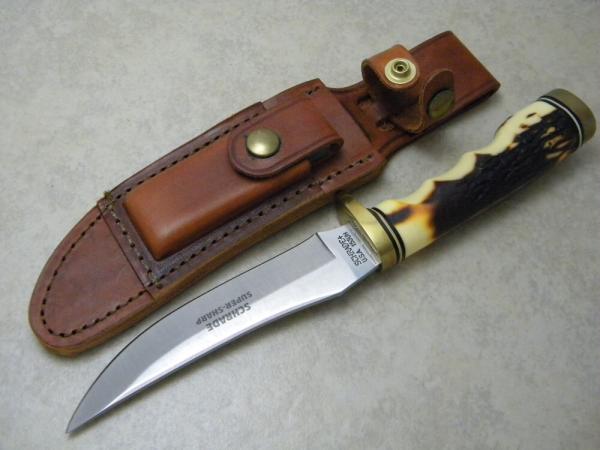 Uncle Henry Schrade + USA 153UH Staglon Super-Sharp Golden Spike Fixed Blade Sheath Knife in Box