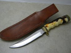 Uncle Henry Schrade + USA 153UH Staglon Super-Sharp Golden Spike Fixed Blade Sheath Knife in Box
