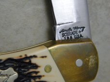 Uncle Henry Schrade + USA LB 8 Stagalon Papa Bear Lockback Knife w/Leather Pouch 