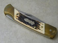 Uncle Henry Schrade + USA LB 8 Stagalon Papa Bear Lockback Knife w/Leather Pouch 