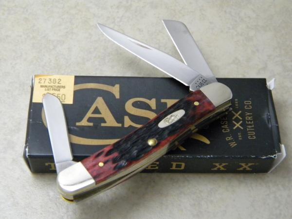Case XX USA 8 Dot 6318 Red Bone Peach Seed Stockman Knife 2023
