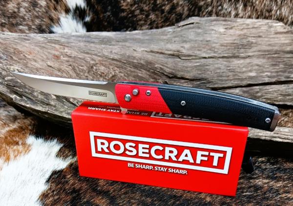 RoseCraft Blades Skink A/O Flipper RCM008 G10 Handles Satin 3.2" D2 Upswept Blade
