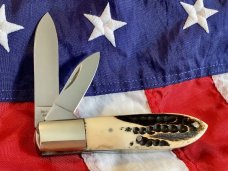 Vintage Parker Cut Co. Large 2 Blade Heavy Duty TearDrop Jack Knife w/ Great Bone Handles - NOS