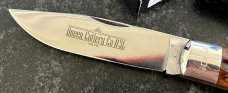 Queen Cutlery 3L Mountain Man Lockback Knife, (ACSB) Amber Carved Stag Bone scales, Unused 