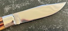 Queen Cutlery 3L Mountain Man Lockback Knife, (ACSB) Amber Carved Stag Bone scales, Unused 